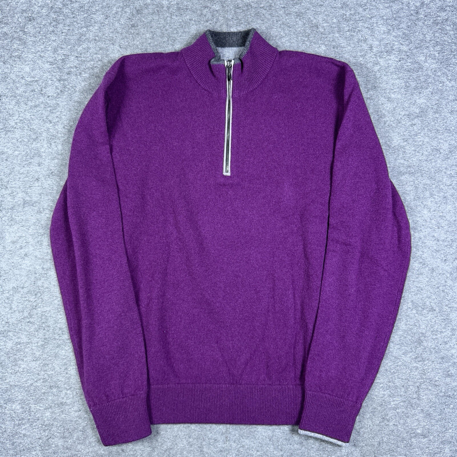 Greyson Sweater Mens Small 1/4 Zip Pullover Sebonack Cashmere Wool Aubergine NWT gallery