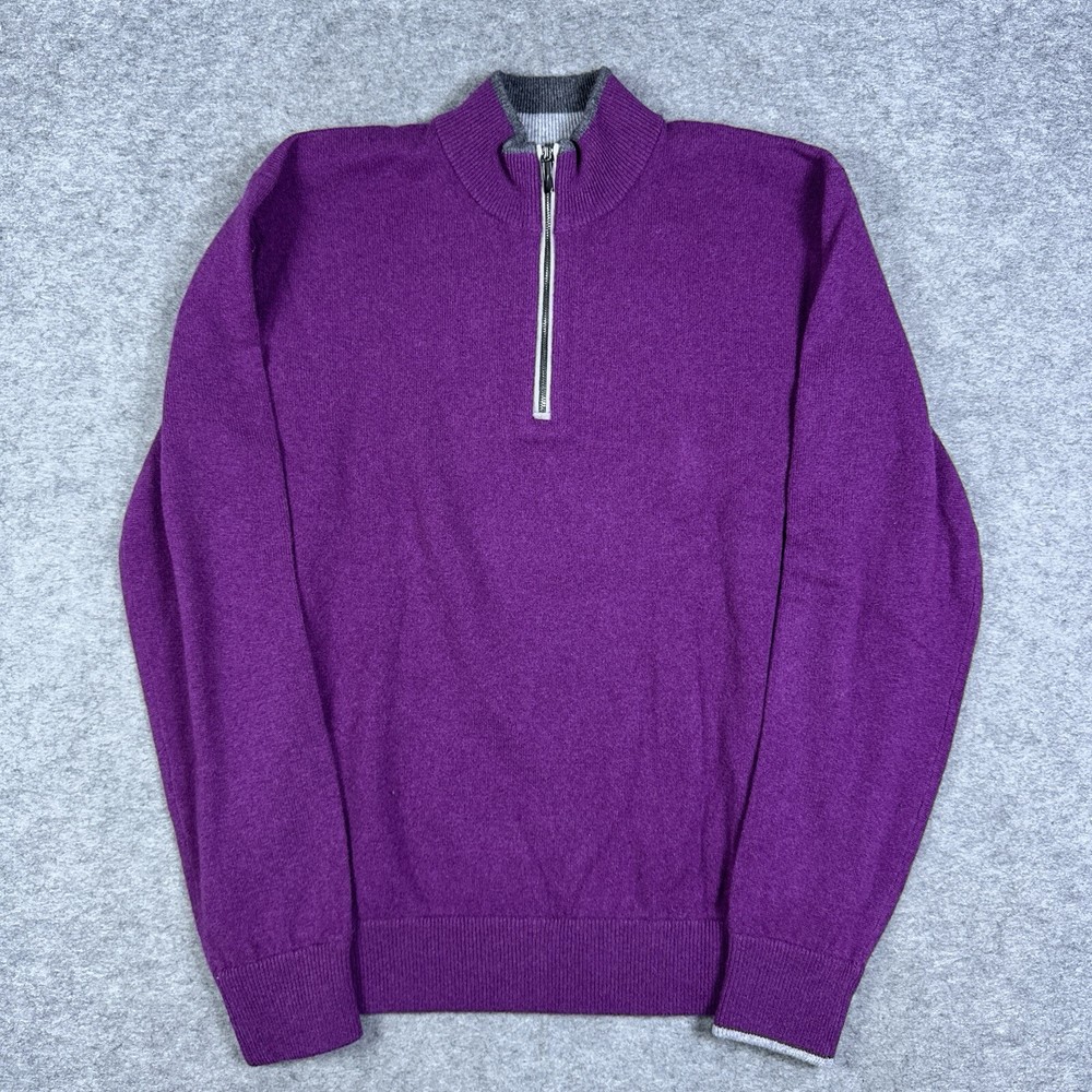 Greyson Sweater Mens Small 1/4 Zip Pullover Sebonack Cashmere Wool Aubergine NWT