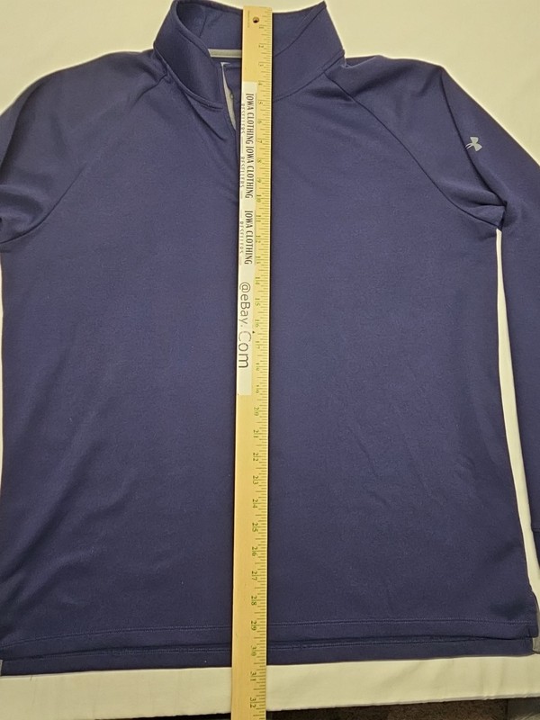 Under Armour Men's XL 1/4 Snap Button Mock Neck Loose Fit Long Sleeve Blue Shirt gallery