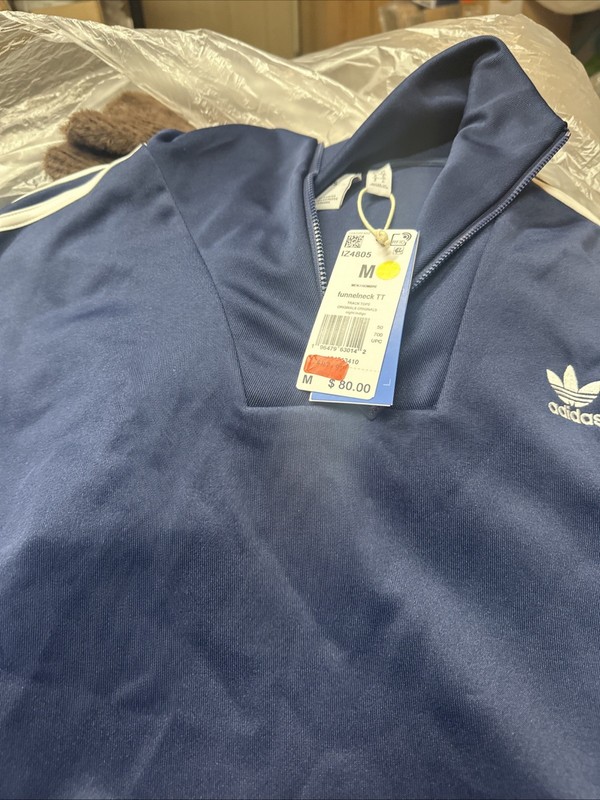 Nwt adidas® Men's Medium Adicolor Funnel Neck Track Top in Night Indigo Bin 40s gallery
