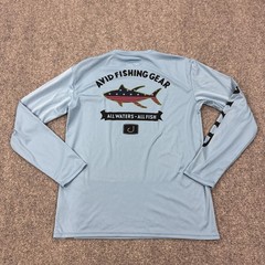AVID Shirt Mens Medium Blue Long Sleeve Fishing American Flag Performance Top