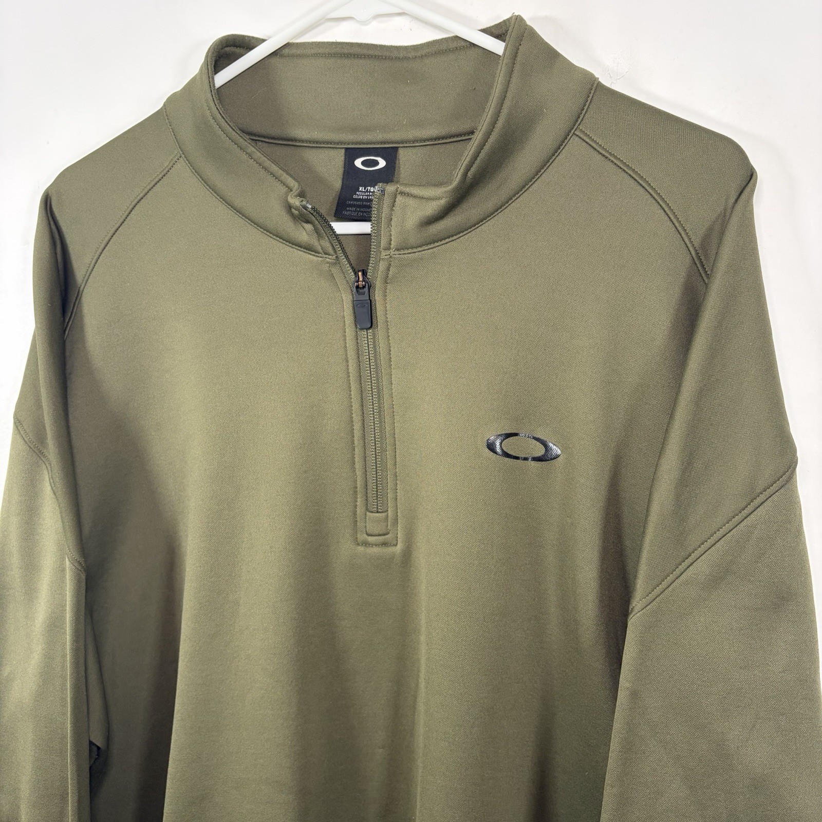 Oakley 1/4 Zip Fleece Pullover Mens Size XL Olive Green Black Logo Regular Fit gallery