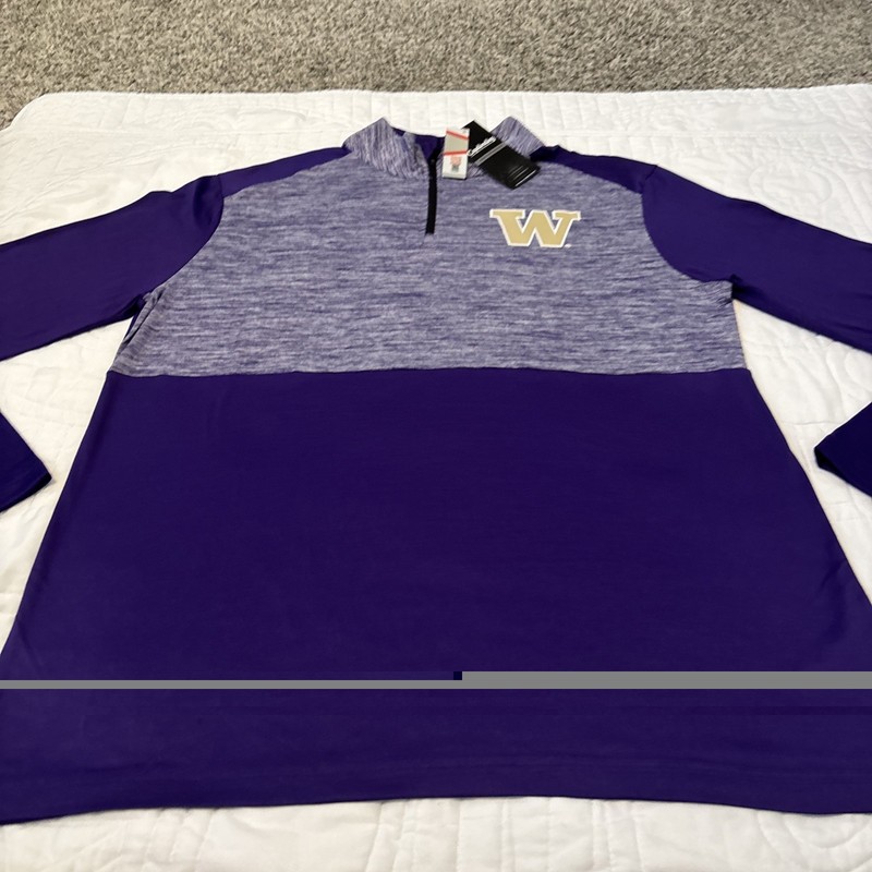 2 Washington Huskies Large Long Sleeve 1/4 Zip Pullovers Purple Gray Game Mode gallery