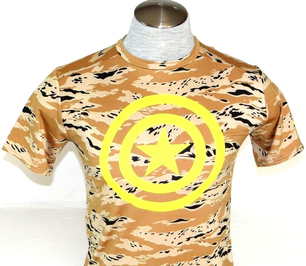 Under Armour Captain America Brown Camo & Neon Yellow Compression Shirt Mens NWT gallery