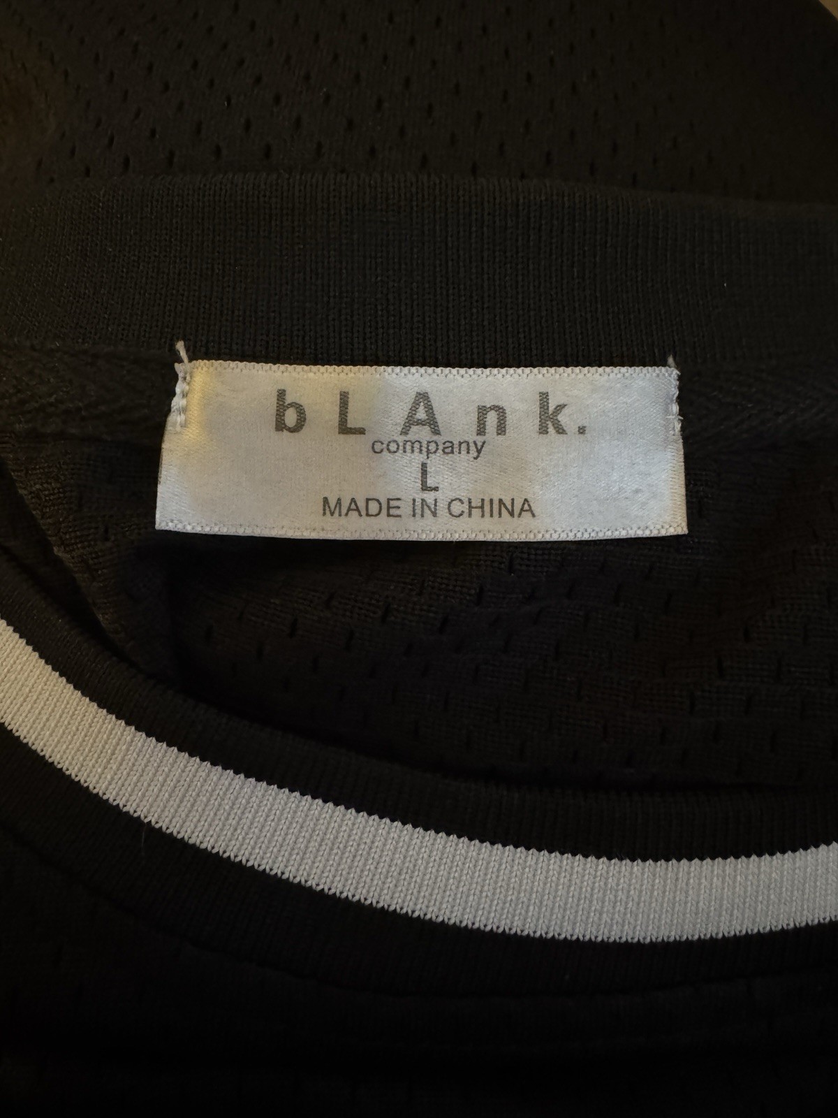 bLAnk. company Men's Black Mesh Sleeveless Jersey Tank Top L Graphic Print gallery