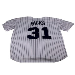 Majestic Jersey Shirt Mens XL White Hicks 31 New York Yankees Pinstripe