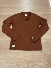 Tracksmith Mens Size S/M Fells Henley Long Sleeve Burgundy Red Merino Wool Shirt