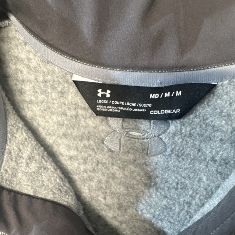 Under Armour ColdGear Polartec Gray Mock Neck Button Pullover Men's Medium Logo gallery