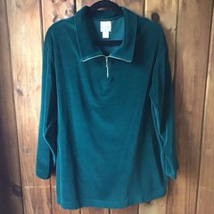 JR Bentley Men’s Pine Green Athlesure Top Size XL Velvet 80s Y2K Vintage