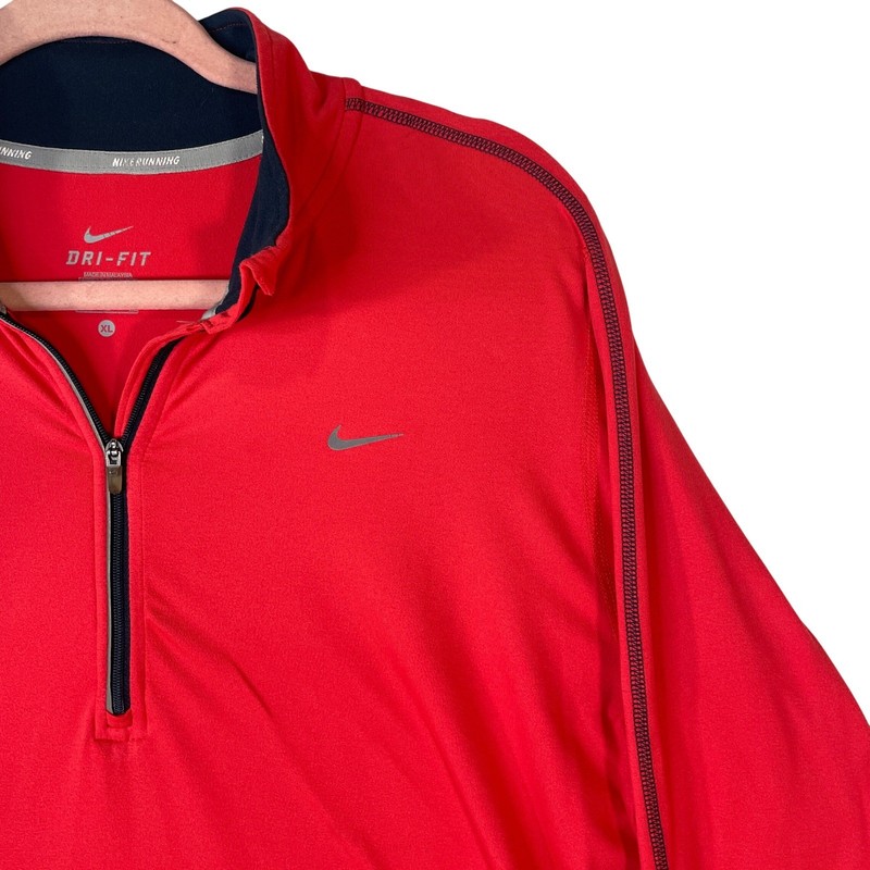 Nike Running Dri-FIT Quarter Zip Pullover Red Mens XL Thumbholes Reflective gallery