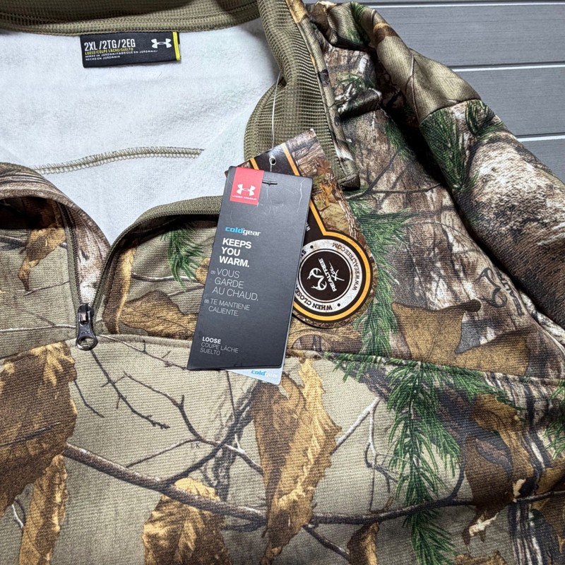Under Armour ColdGear Realtree Xtra Camo 1/4 Zip Pullover Mens 2XL NEW gallery
