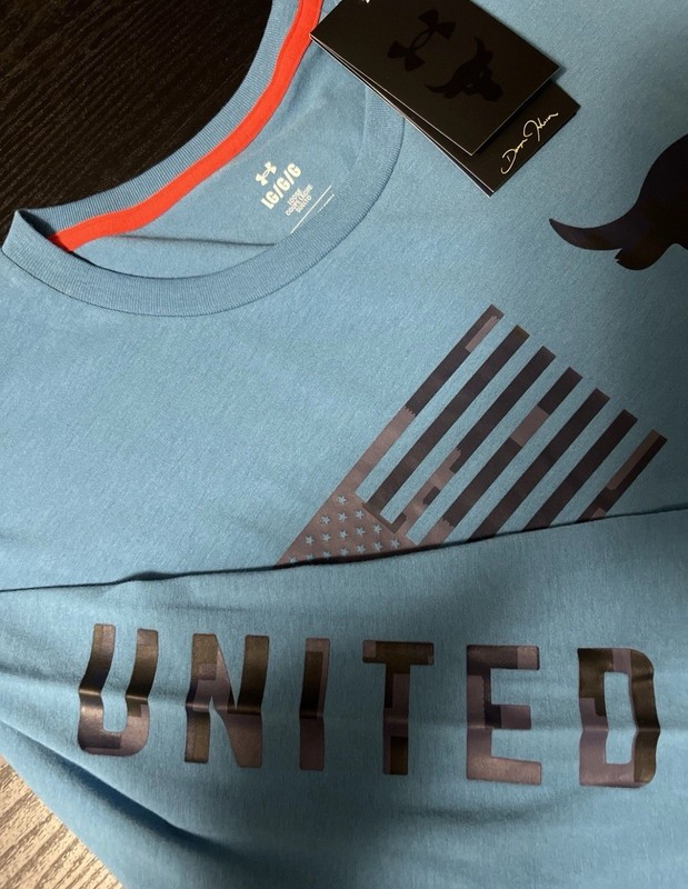 Size:Large🔥Under Armour Project Rock Veterans By Sea Men Long Sleeve Blue Flag gallery