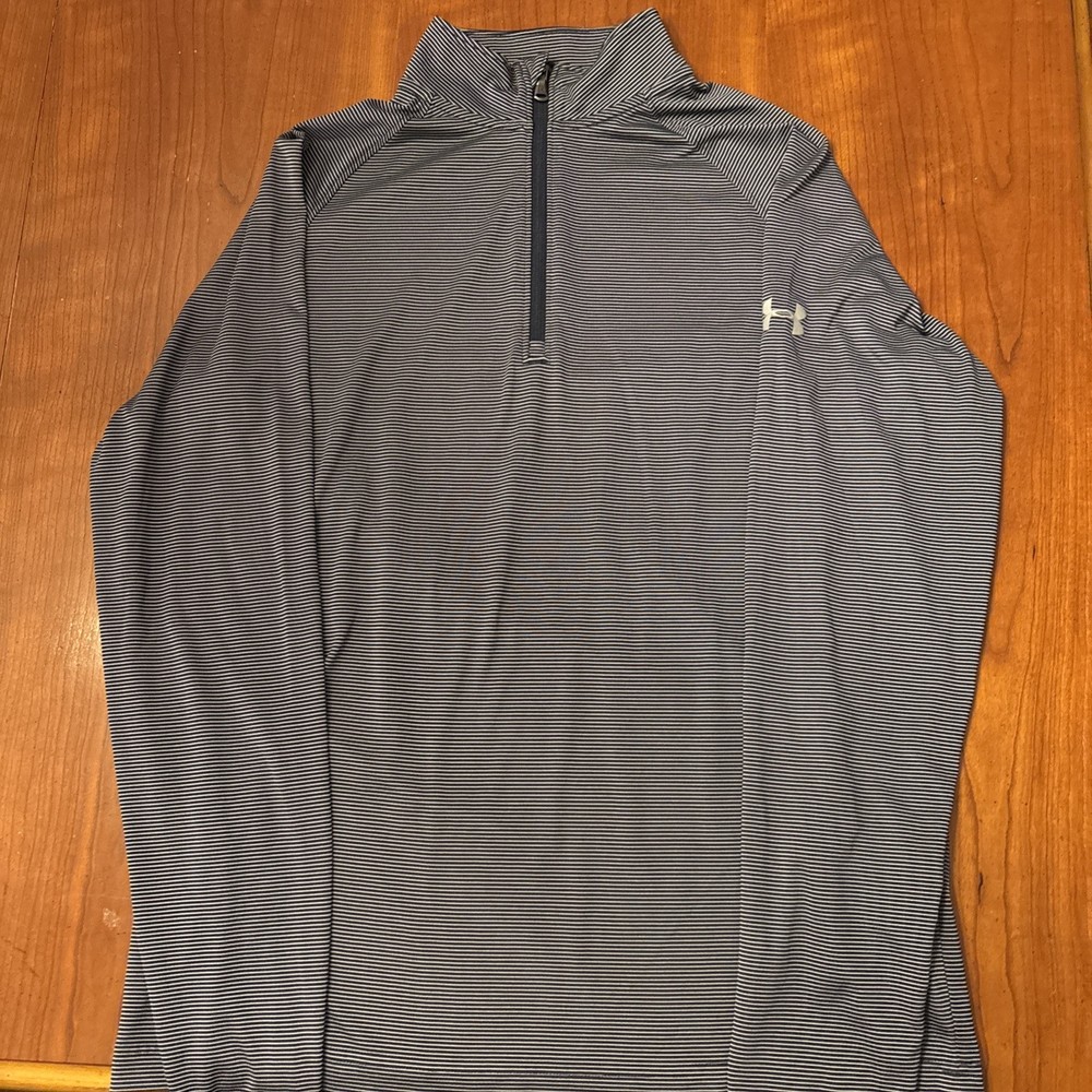 Under Armour Golf HeatGear Tech 1/4 Zip Striped Pullover - Mens Medium