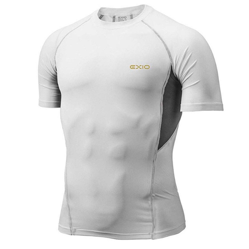 EXIO Mens Compression Base Layer Top Cool Dry Short Sleeve Workout Shirt R04 gallery