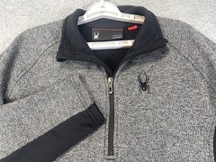 Spyder Pullover Mens Large Gray Black Fleece Quarter Zip Ski Outdoor 118400