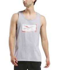 Reebok Men’s Classic fit Sleeveless Tank Shirt Graphic Print, Gray, 2XL