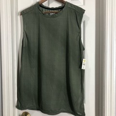 Zone pro green stripe sheer muscle tank top shirt L