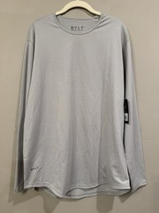 BYLT Shirt Men Large Grey Long Sleeve Drop Cut Premium Basic Stretch