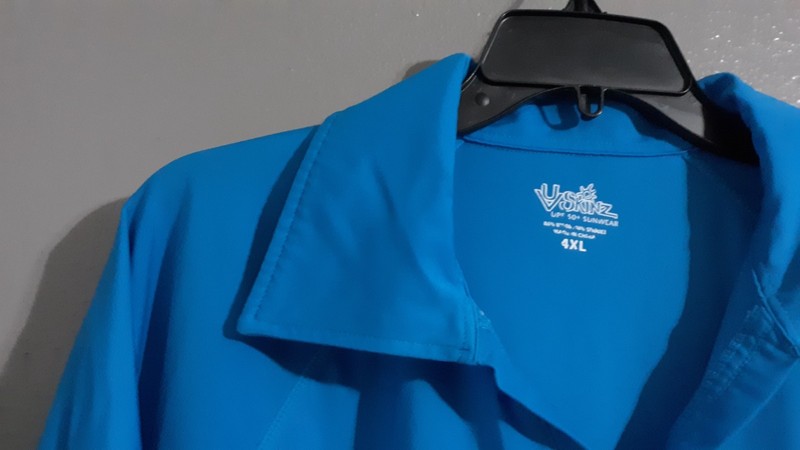 Men’s UV Skinz Blue UPF 50 + Sunwear Short Sleeve Summer Polo Shirt. Sz 4xl gallery
