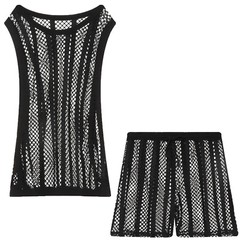 Men’s See Through Mesh Fishnet Muscle Vest Tank Tops Undershirt Set Boxer Shorts