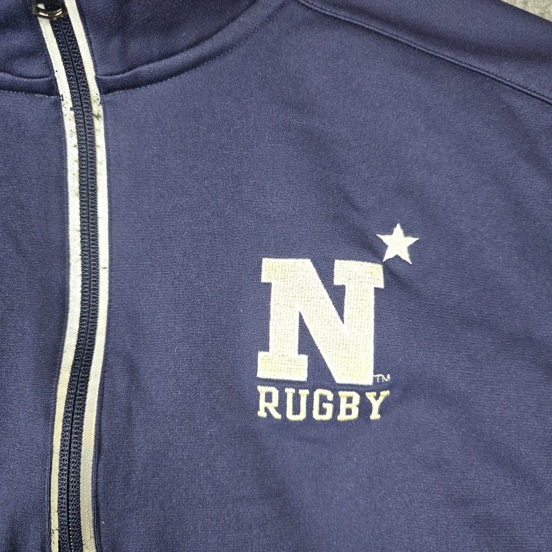 Under Armour Navy Rugby N 1/4 Zip Pullover Mens XL Loose Navy Blue gallery