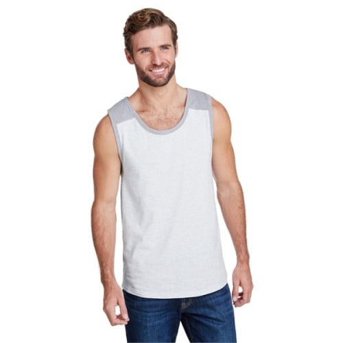 NWT L.A.T Apparel Men’s Medium Gray Contrast Back Tank Sleeveless Crew neck gallery