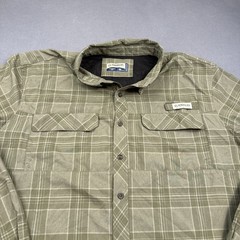 Magellan Outdoors Fish Gear Shirt Mens 3XL GREEN Plaid L/S Fishing WICKING