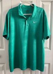 Nike Dri Fit Tour Floral Jacquard Teal Golf Polo Shirt Sz XL Standard Fit