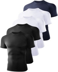 5 Pack Short Sleeve Compression Shirt Men – Workout Quick Dry Base Layer Shir…