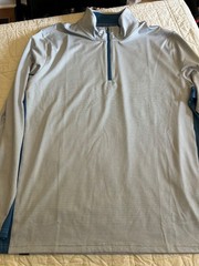 Puma Light Blue Striped Quarter-Zip Pullover