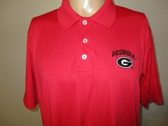UGA University of Georgia Bulldogs RED POLO 100% Polyester Shirt Large FREE SHIP