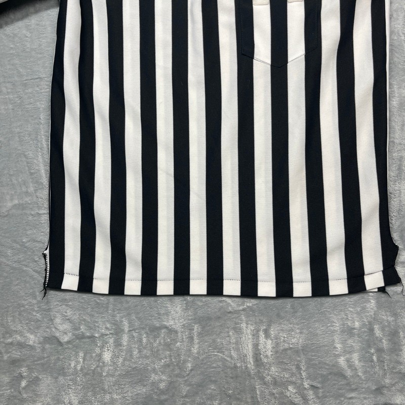 Cliff Keen Referee Jersey Men Large Black White Striped Quarter Zip Short Sleeve gallery