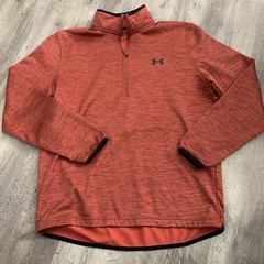 Under Armour 1/2 Zip Pullover Mens Medium Fleece Rust Orange ColdGear Loose Fit
