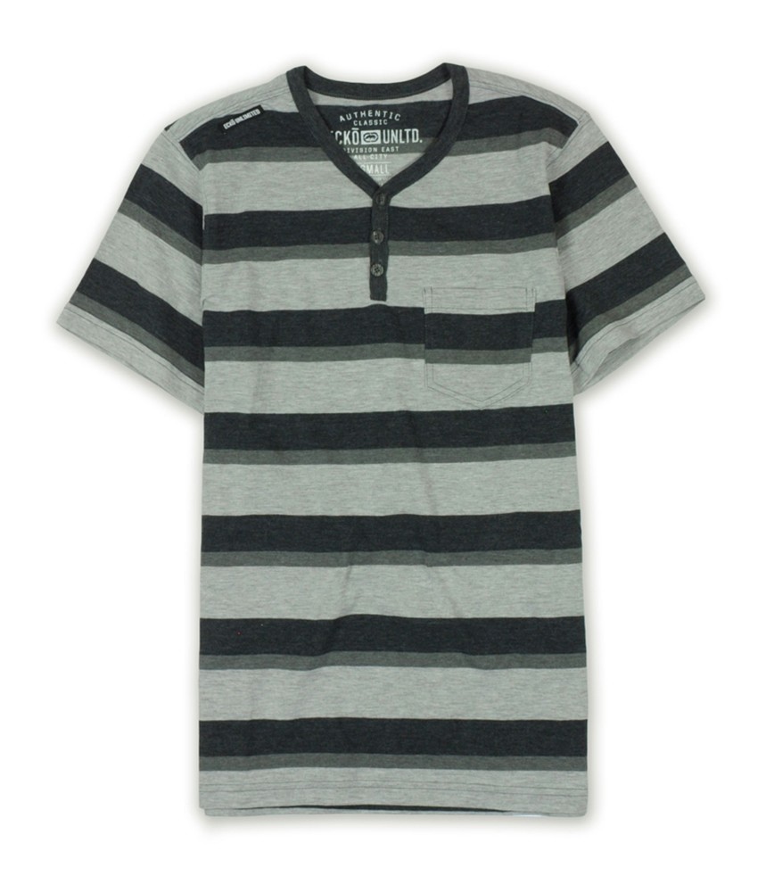 Ecko Unltd. Mens Heather Jsy Stripe Henley Shirt, Black, X-Small gallery