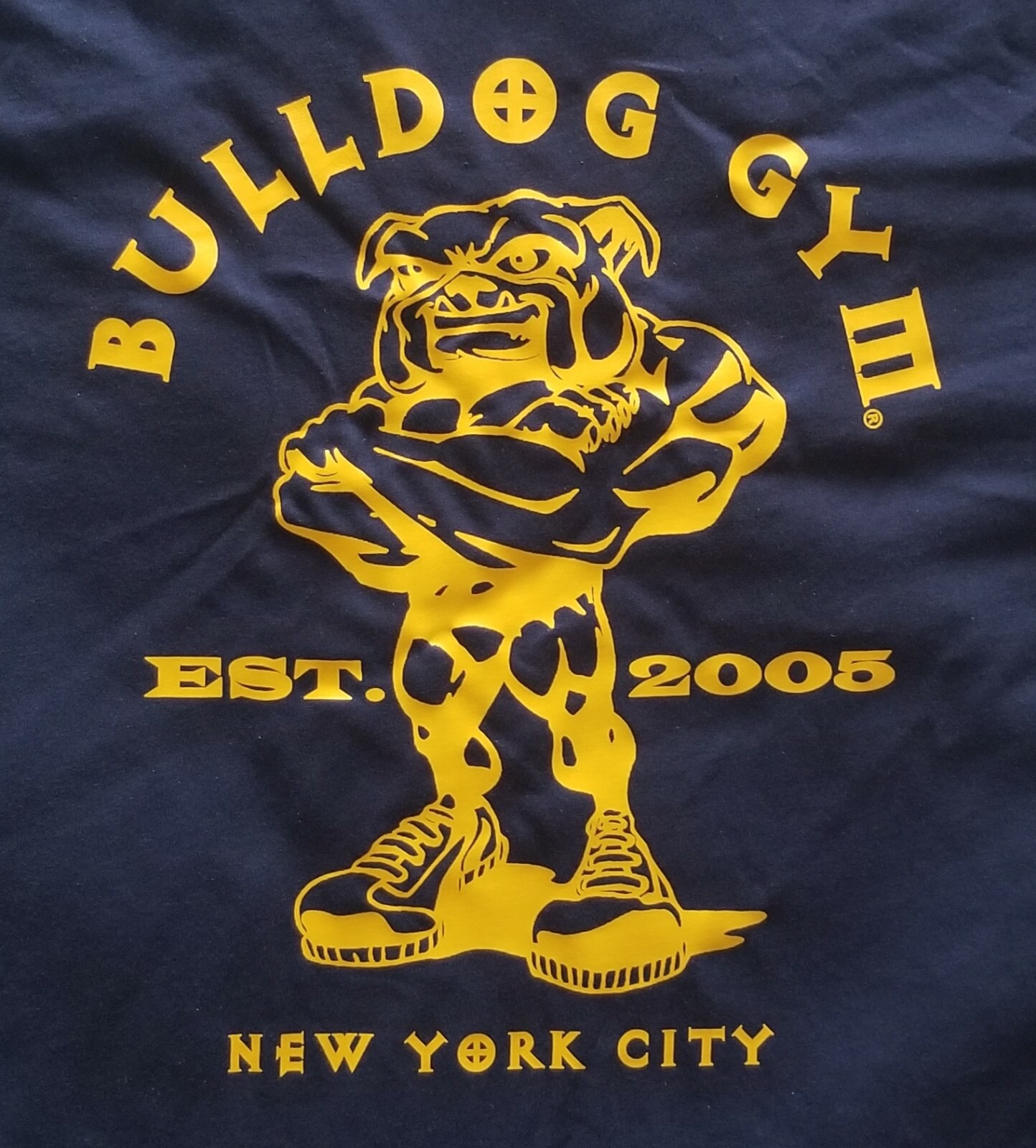 Bulldog Gym New York City Sleeveless Racer Back Tank Top Navy Blue / Gold Shirt gallery