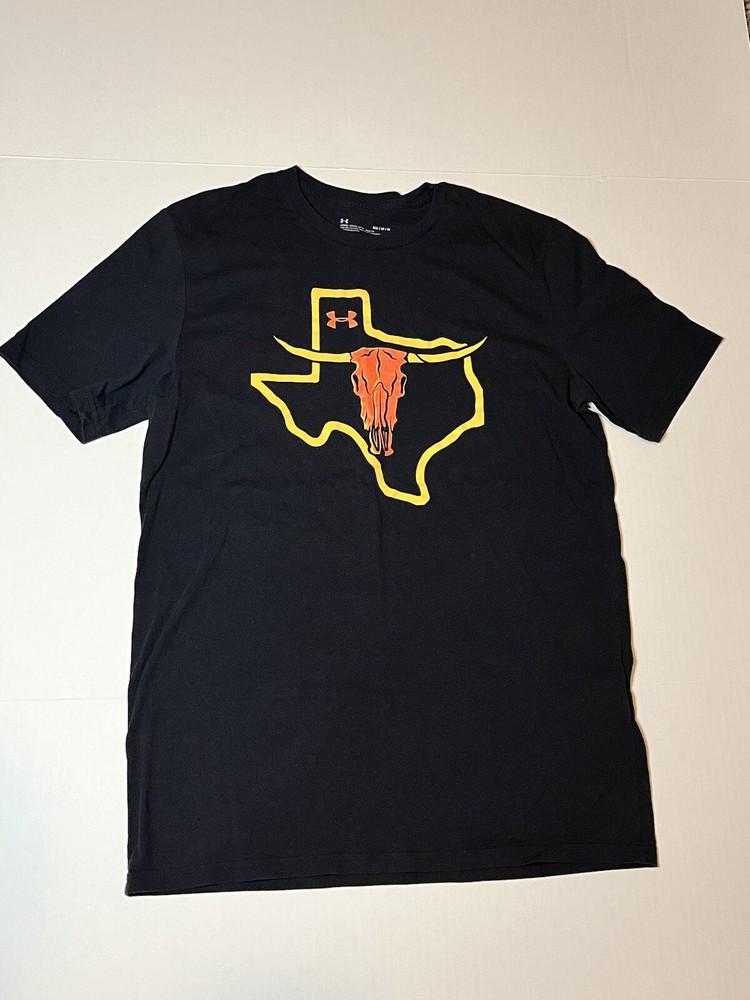 Under Armour TShirt Texas Longhorn Black Heatgear Short Sleeve Medium Unisex