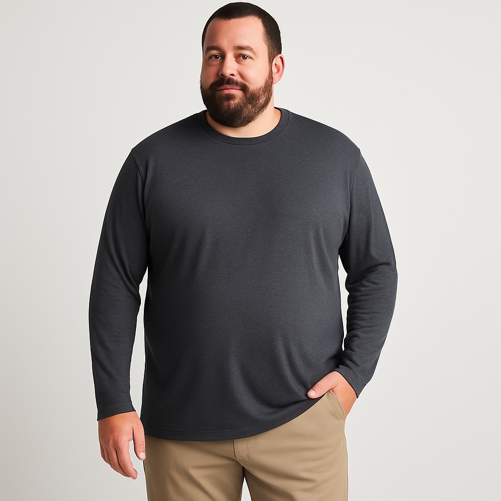Spalding Men’s 3XLB Gray Long Sleeve Performance Shirt Big Size Activewear gallery