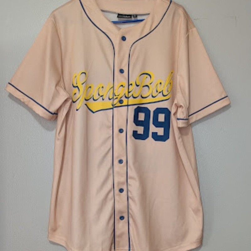 Nickelodeon Blue and Cream Retro Baseball Jersey Size Large gallery