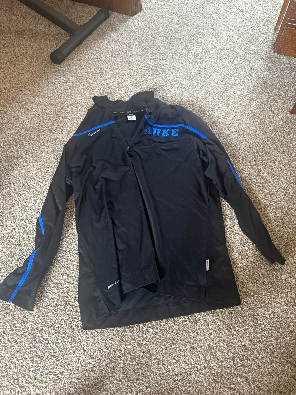 Nike Dri-FIT Duke Blue Devils 1/4 Zip Mock Neck Pullover Black/Blue XL gallery
