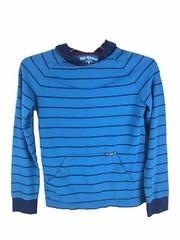 Epic Threads Mens Shirt Pullover Hooded Knit Striped Blue Pocket Sz Large A10