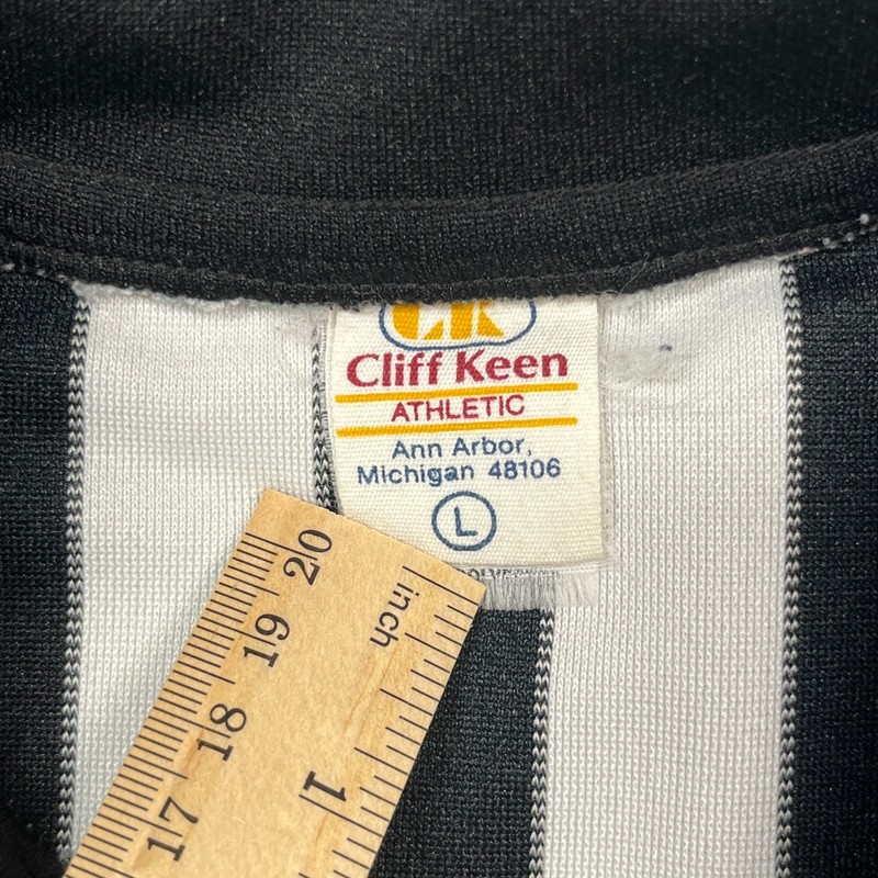Cliff Keen Referee Jersey Men Large Black White Striped Quarter Zip Short Sleeve gallery
