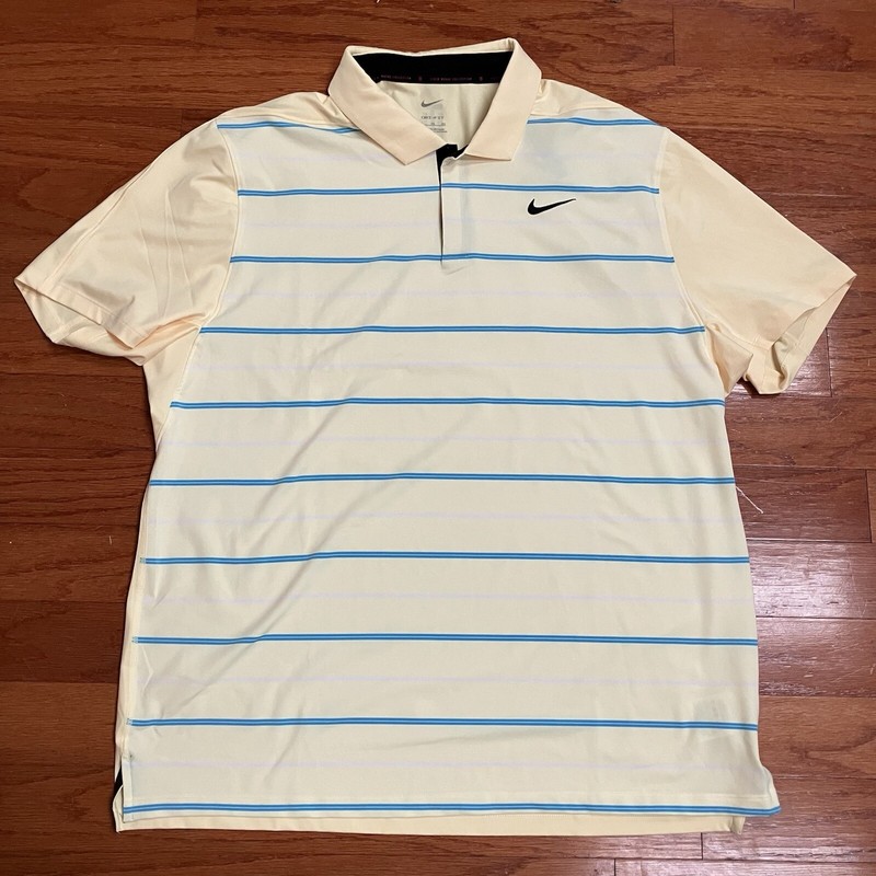 Nike Golf Tiger Woods Collection Striped Polo DR5318 821 Canary Yellow Gold Sz M gallery
