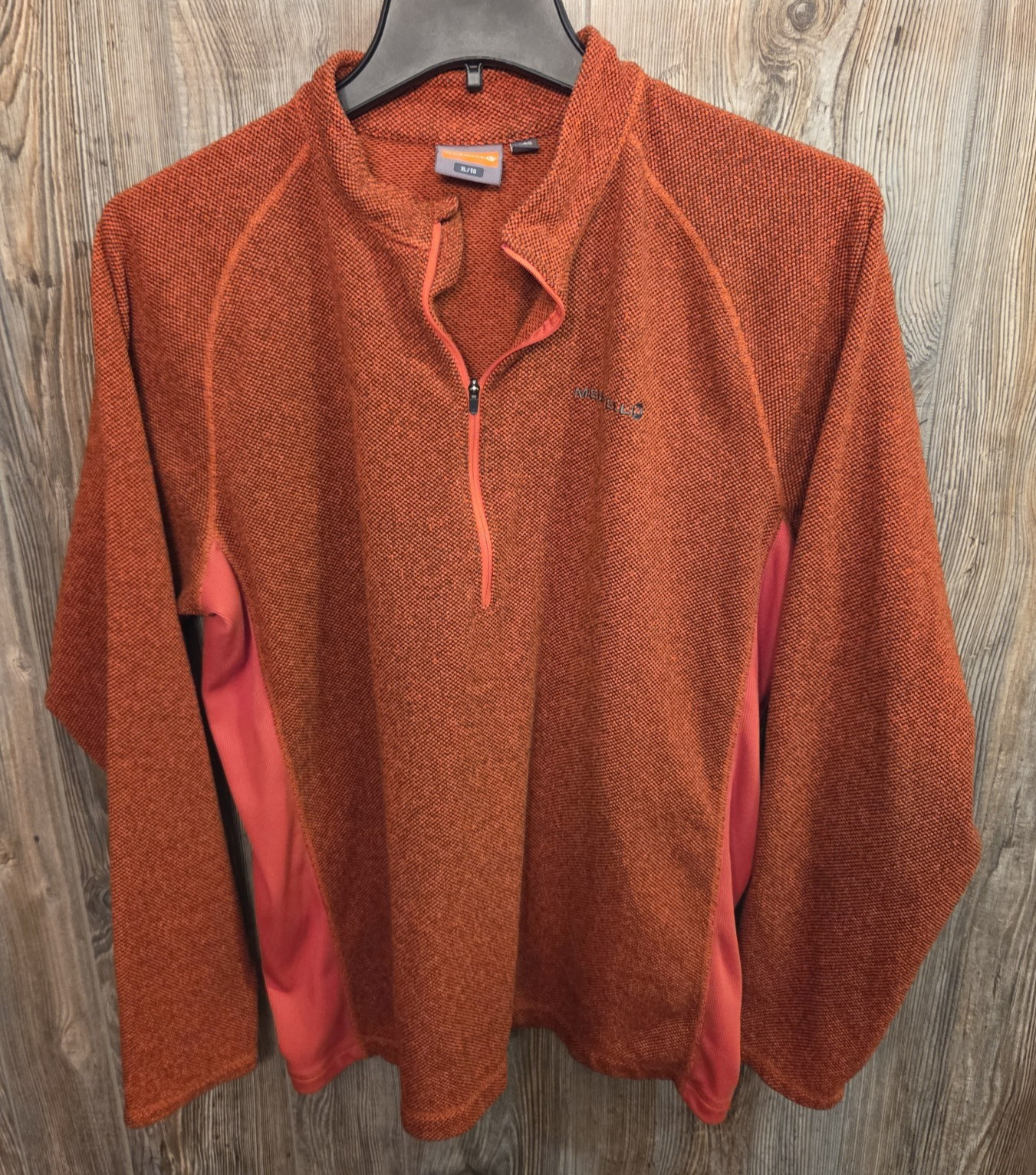 Merrell L/S Pullover 1/4 Zip Sweater Shirt Size XL Orange Fleece Hiking Top gallery
