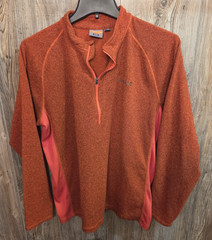 Merrell L/S Pullover 1/4 Zip Sweater Shirt Size XL Orange Fleece Hiking Top
