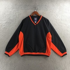 Motion Athletic Pullover Mens Small Black Sports V-Neck Long Sleeve Pullover NEW