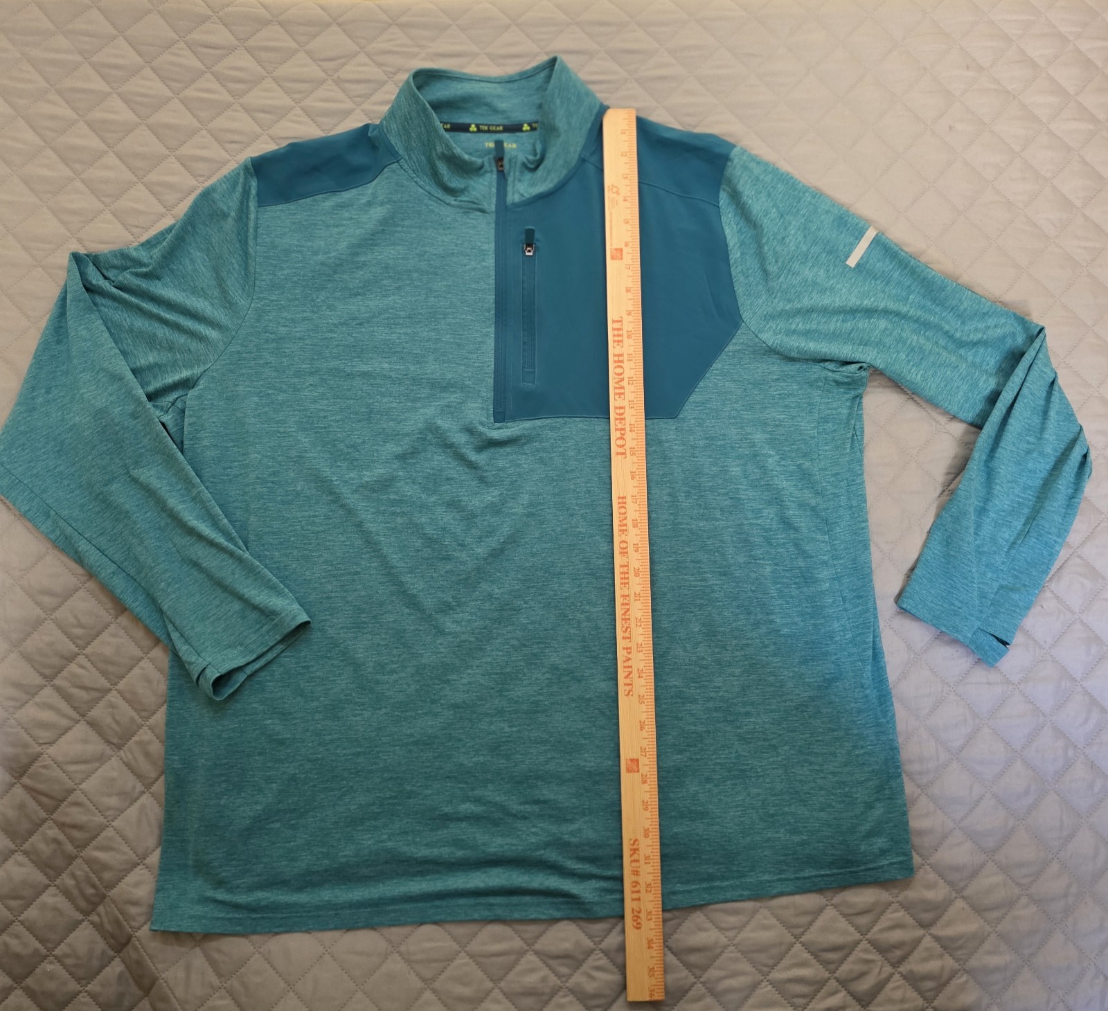 Tek Gear Men Performance Active Wear cowl neck Long Sleeve Green 1/4 zipper 3XB gallery