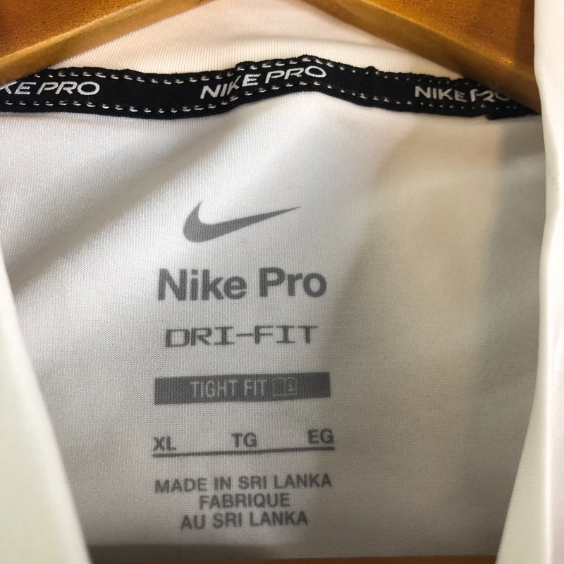 Nike Pro Shirt Mens XL White Fitted Compression Long Sleeve Gym Mock Neck Tight gallery