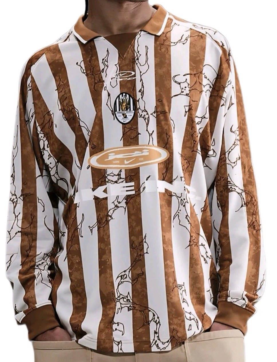 Nike Men’s Sz XL INC Air LS Victory Soccer Jersey Light Brown Striped IB9007-281 gallery