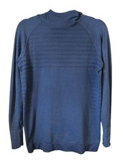 Lululemon Mens Blue Large Keep the Heat Wool Blend Thermal Hoodie Base Layer