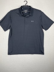 Under Armour UA The Playoff Polo Shirt Gray Striped Mens XXL HeatGear Loose